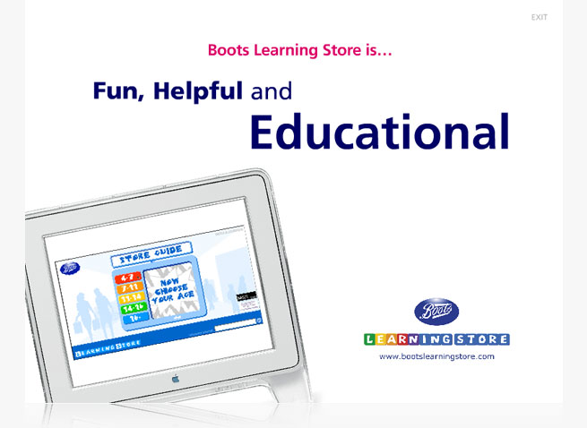 Boots Learning Store CD-ROM Flash screen 3 presentation