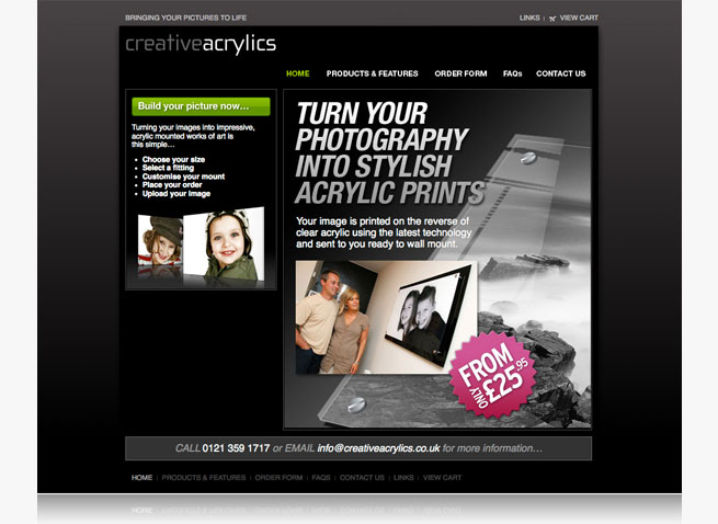 Creative Acrylics website online shop store e-commerce shopping cart Birmingham