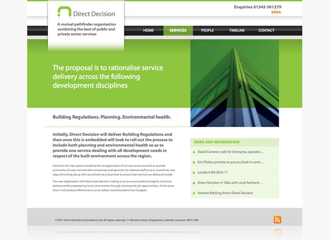 Direct Decision website branding and marketing material