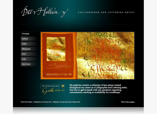 Peter Halliday calligrapher and lettering artist website and portfolio