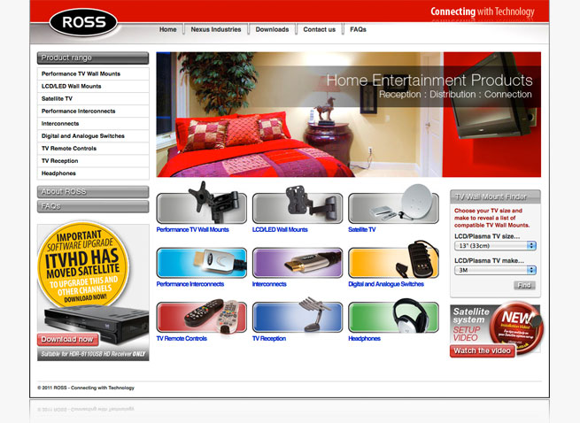 ROSS website audio visual Telford Nexus Industries interactive design